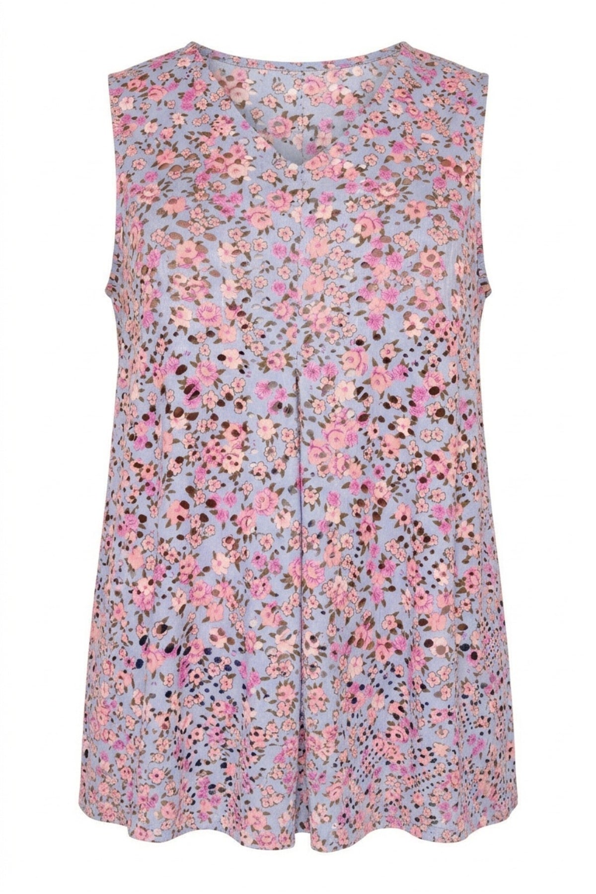 Plus Size V-Neck Sleeveless Floral Patterned Unlined Lace Blouse
