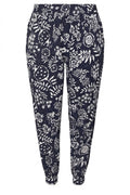 Plus Size Carrot Fit Printed Pocketed Trousers