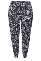 Plus Size Carrot Fit Printed Pocketed Trousers