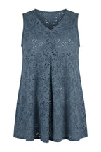 Plus Size V-Neck Sleeveless Lace Detailed Unlined Blouse