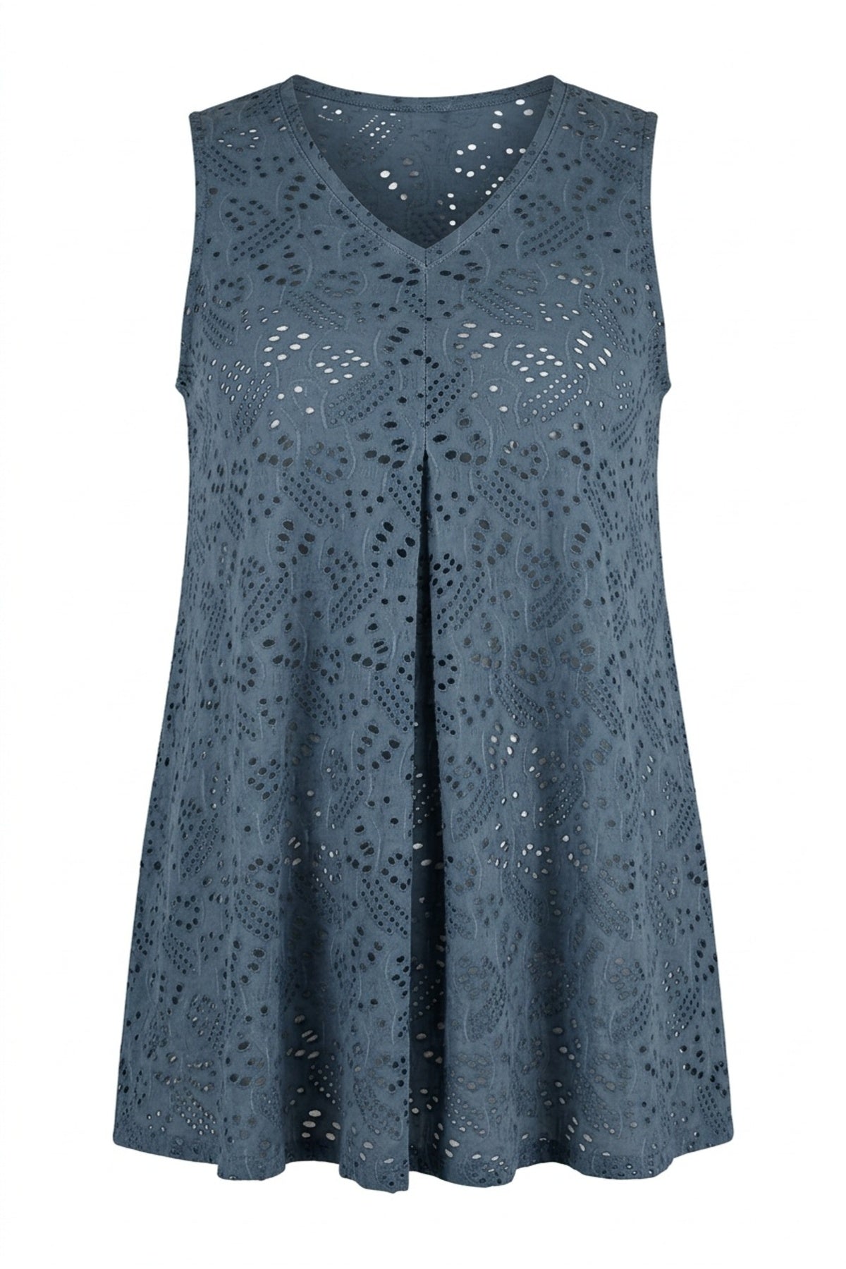 Plus Size V-Neck Sleeveless Lace Detailed Unlined Blouse