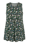 Plus Size V-Neck Sleeveless Floral Print T-shirt