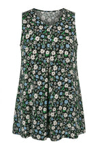 Plus Size V-Neck Sleeveless Floral Print T-shirt