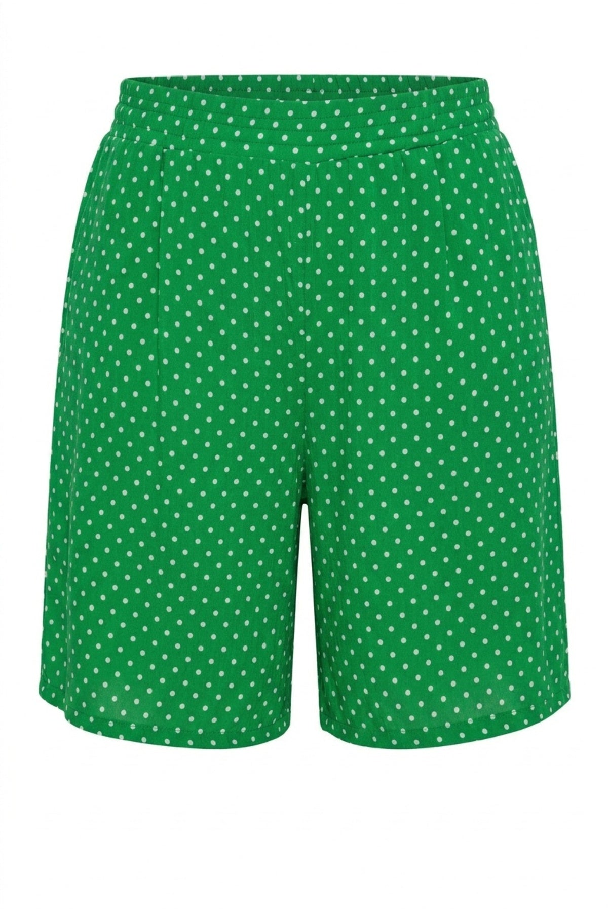 Plus Size Pocketed Crinkled Fabric Polka Dot Shorts