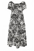 Plus Size Shirred Neck Elasticated Waist Long Dress