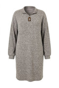 Plus Size V-Neck Long Sleeve Plush Fabric Midi Dress