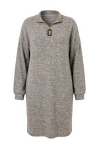 Plus Size V-Neck Long Sleeve Plush Fabric Midi Dress