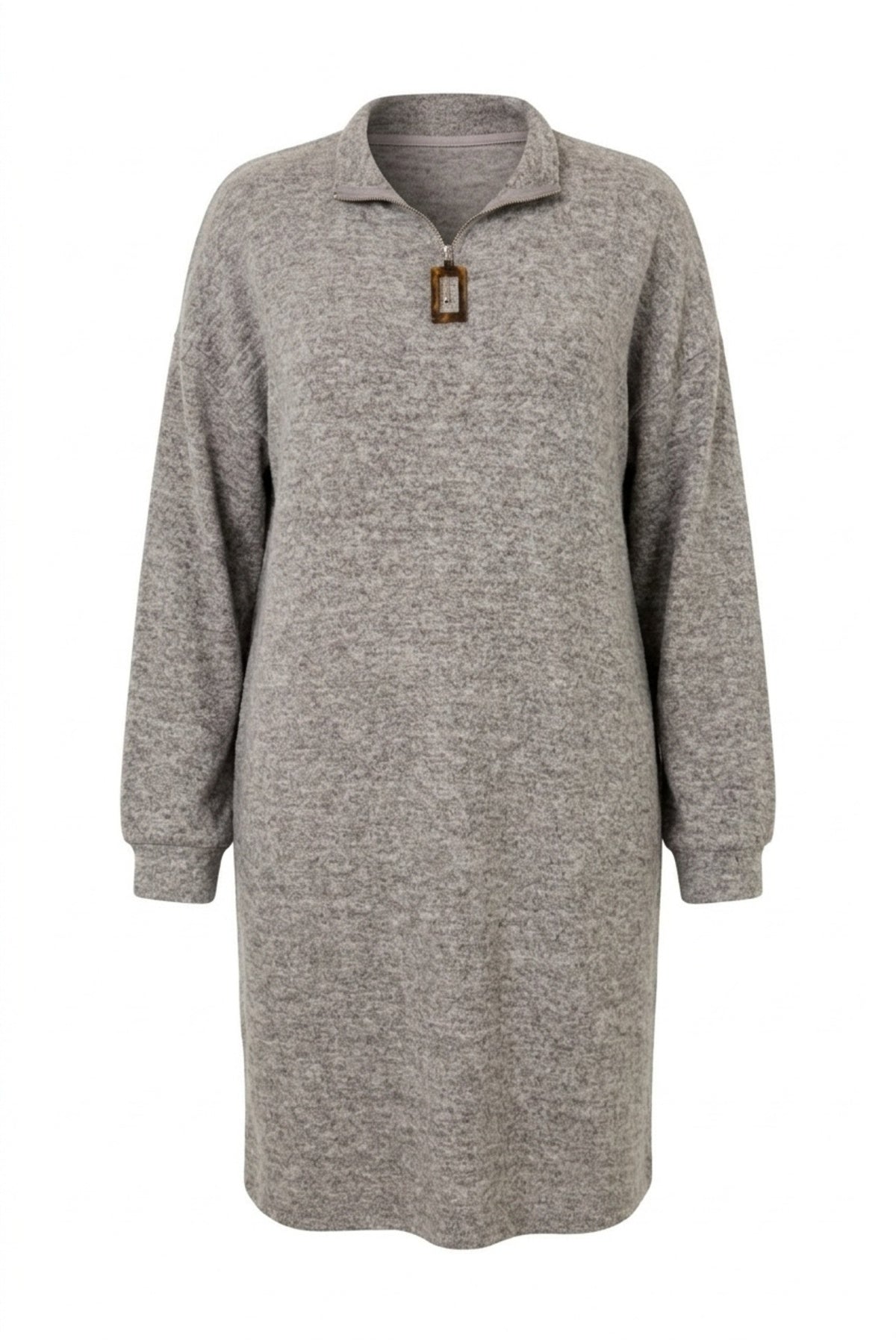 Plus Size V-Neck Long Sleeve Plush Fabric Midi Dress