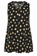 Plus Size V-Neck Sleeveless Polka Dot T-shirt