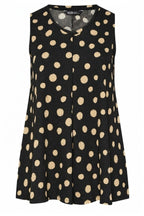 Plus Size V-Neck Sleeveless Polka Dot T-shirt