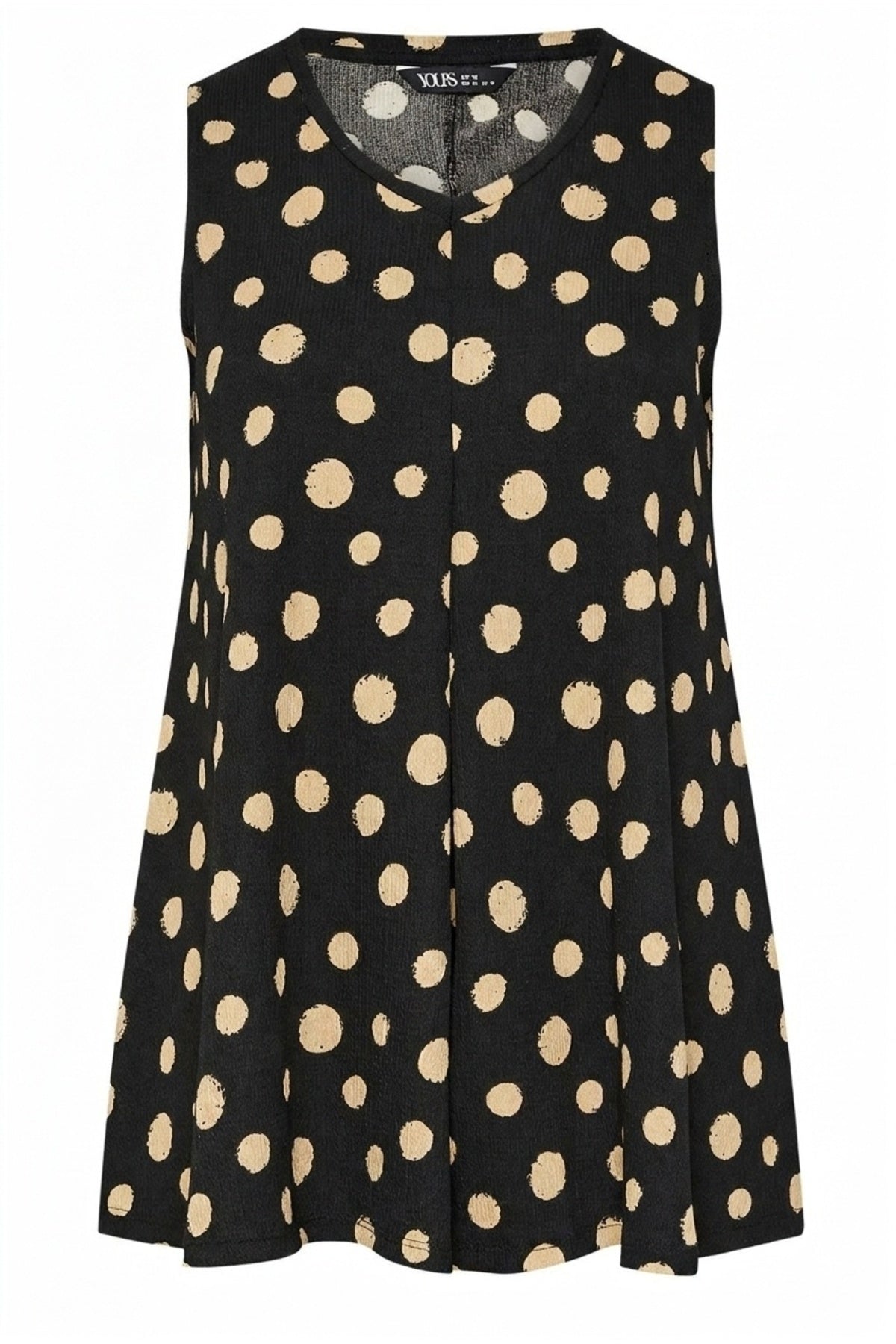Plus Size V-Neck Sleeveless Polka Dot T-shirt