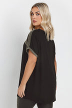 Plus Size Crew Neck Short Sleeve Shiny Printed T-shirt