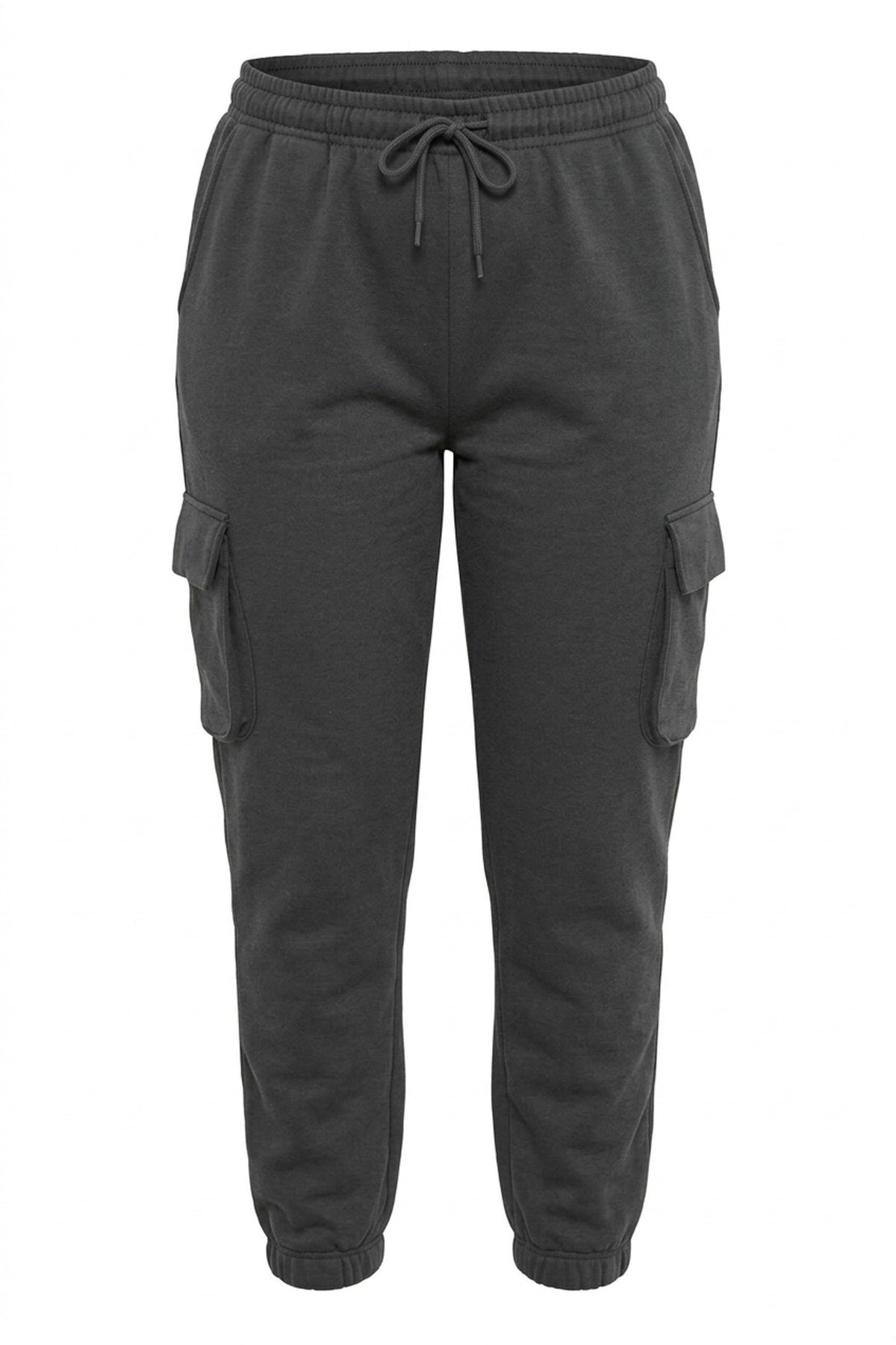 Plus Size Elastic Waist and Cuffed Pocketed Cargo Jogger Pants