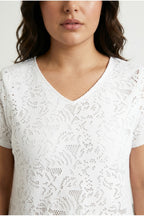 Plus Size V-Neck Sleeveless Unlined Lace T-shirt
