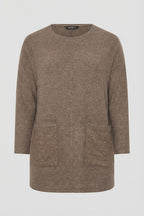 Plus Size Leopard Stone Embellished Coffee Fluffy Sweater