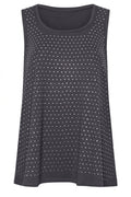 Plus Size Sleeveless Crew Neck Blouse with Front Stone Embellishment