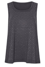 Plus Size Sleeveless Crew Neck Blouse with Front Stone Embellishment