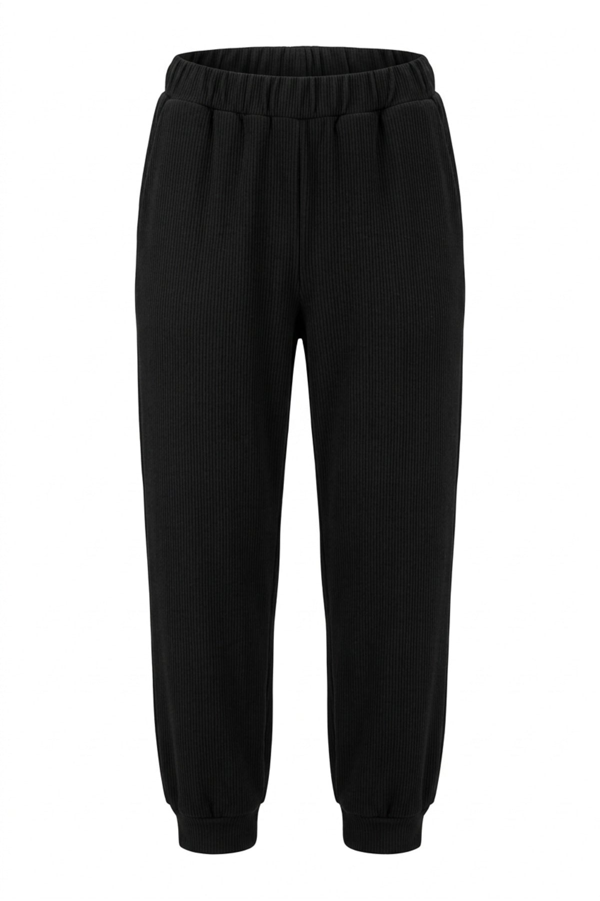 Plus Size Elasticated Waist and Cuffs Stretchy Ribbed Fabric Jogger Pants