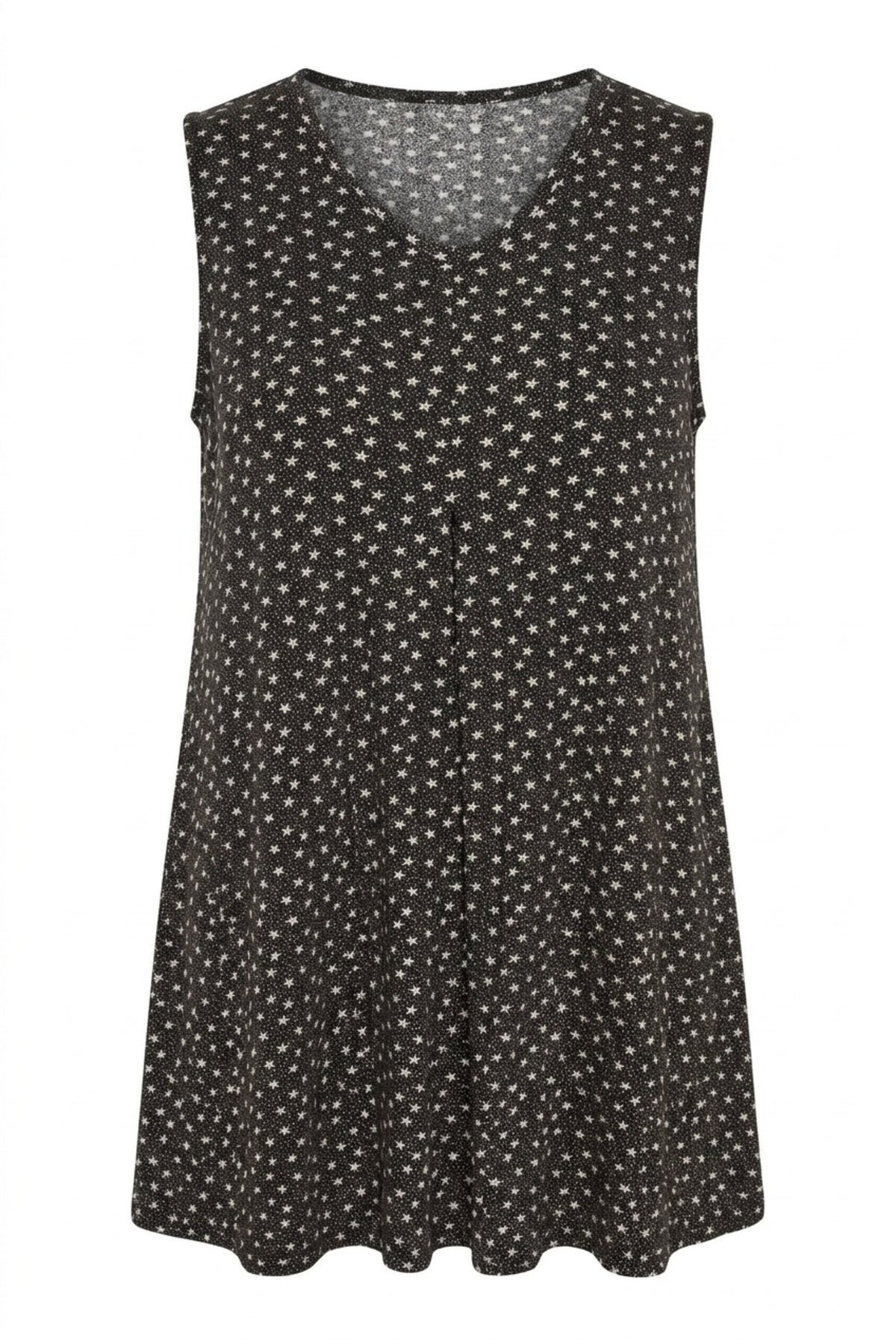 Plus Size V-Neck Sleeveless Star Patterned Blouse