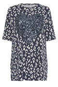 Plus Size Crew Neck Sequin Embellished Slit Detail Blouse