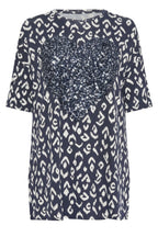 Plus Size Crew Neck Sequin Embellished Slit Detail Blouse