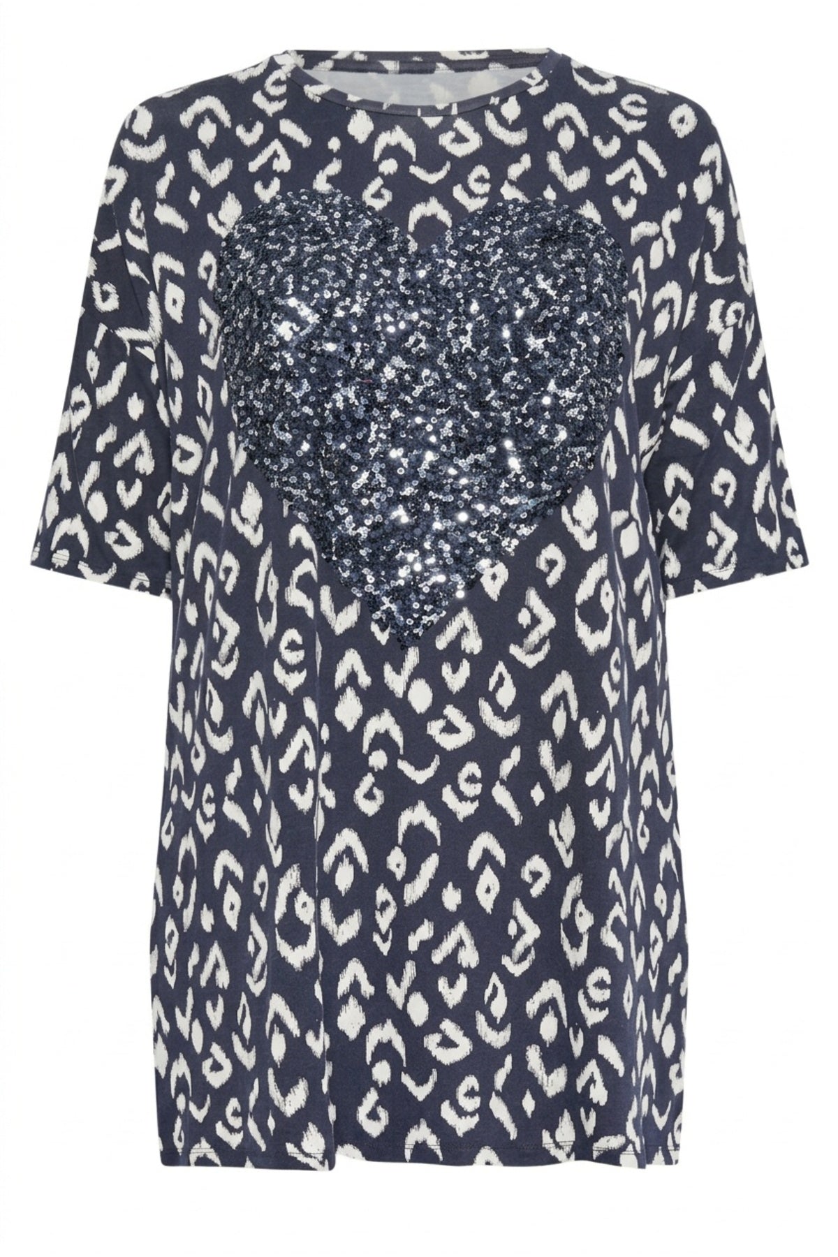 Plus Size Crew Neck Sequin Embellished Slit Detail Blouse