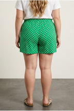 Plus Size Pocketed Crinkled Fabric Polka Dot Shorts