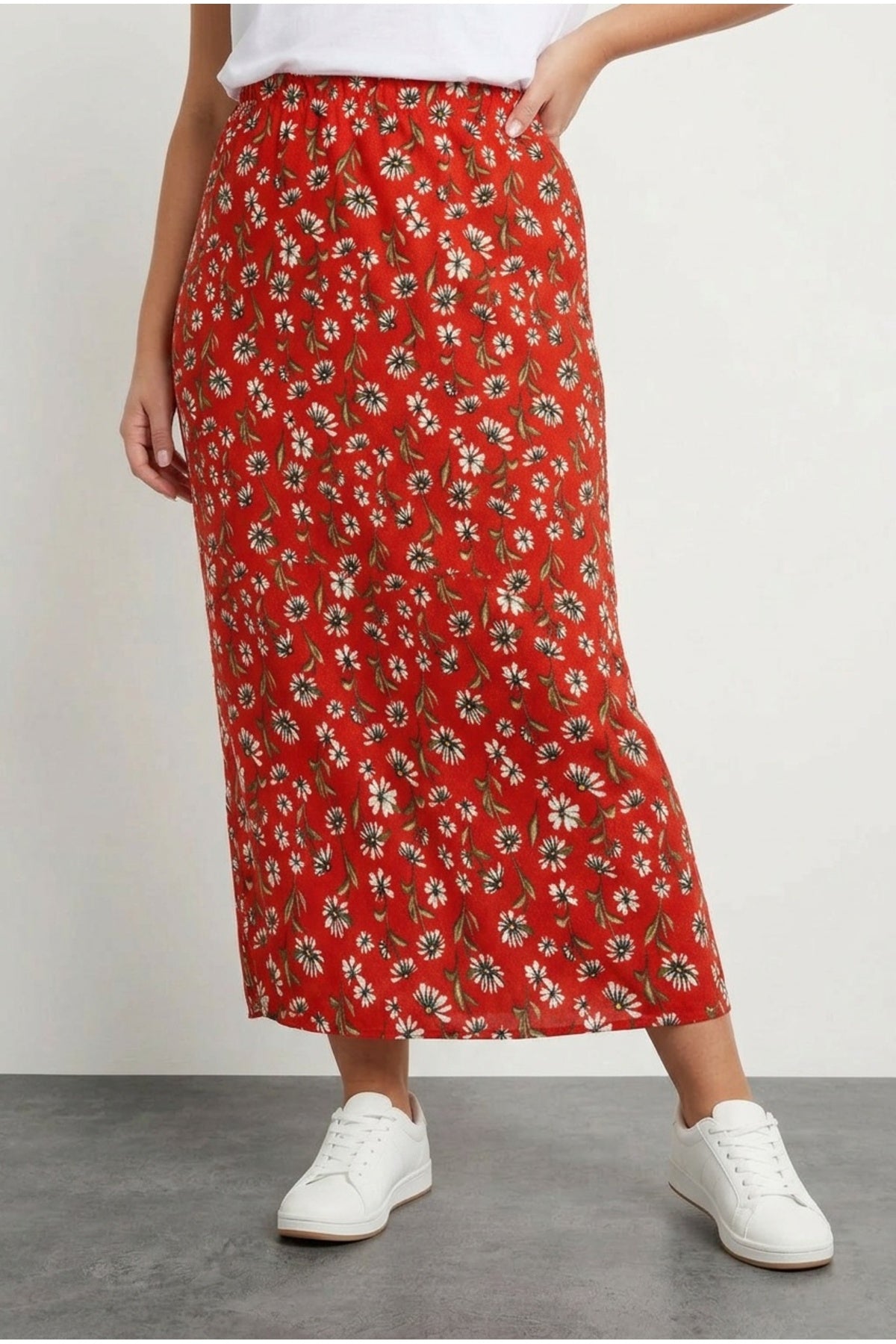 Floral Patterned High Waist Short Pencil Skirt