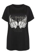 Plus Size Crew Neck Short Sleeve Slash Detail Printed Stretchy Fabric T-shirt