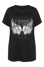 Plus Size Crew Neck Short Sleeve Slash Detail Printed Stretchy Fabric T-shirt