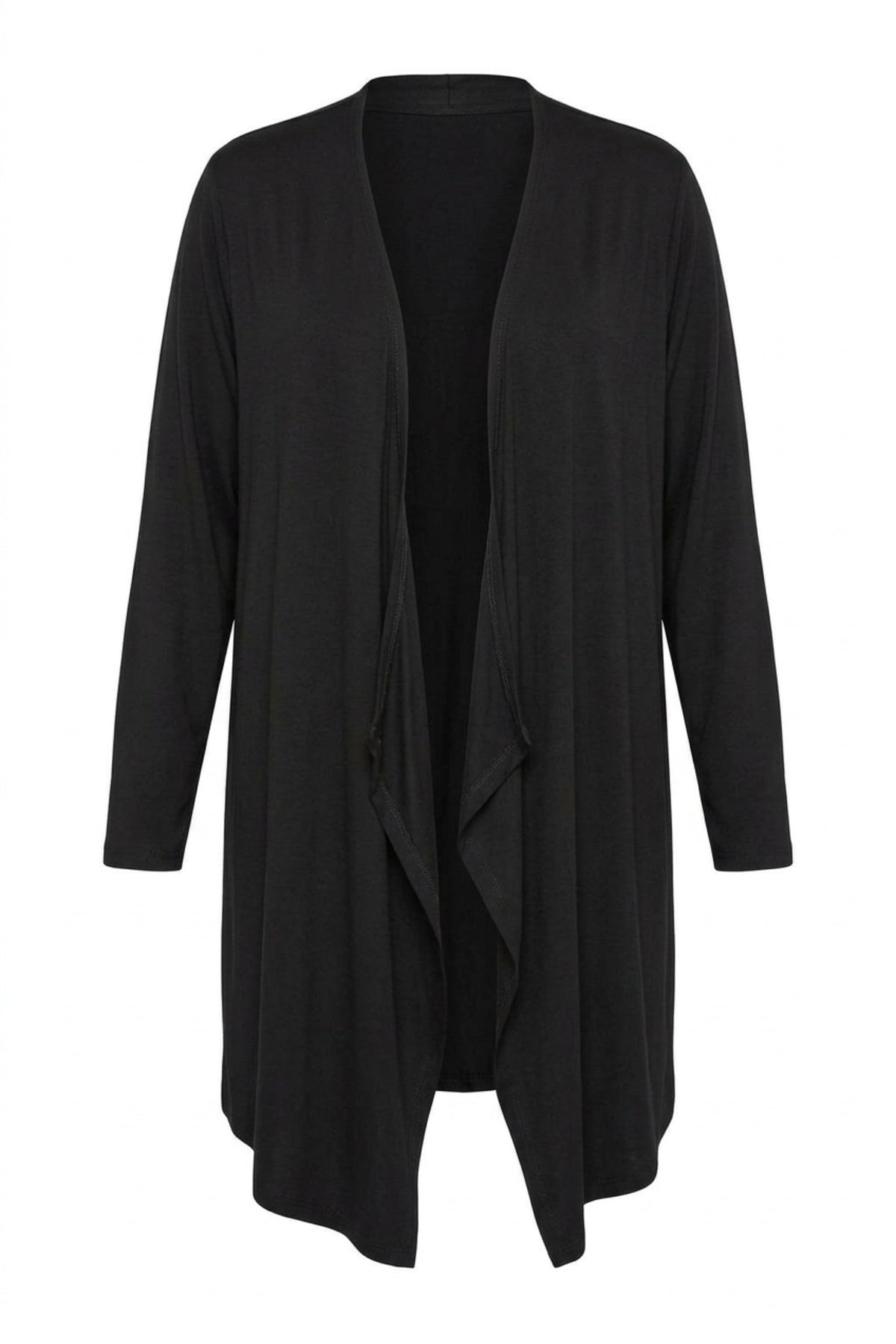 Black Asymmetric Cut Draped Cardigan
