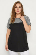 Plus Size Crew Neck Short Sleeve Shiny Printed T-shirt