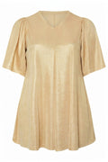 Plus Size V-Neck Short Sleeve Shimmering Look Blouse