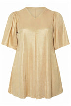 Plus Size V-Neck Short Sleeve Shimmering Look Blouse