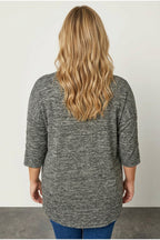 Plus Size Half Sleeve Button Detailed Soft Textured Sweater