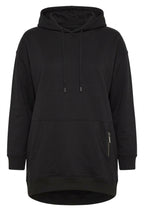 Plus Size Hooded Pocketed Sweatshirt with Zipper Detail