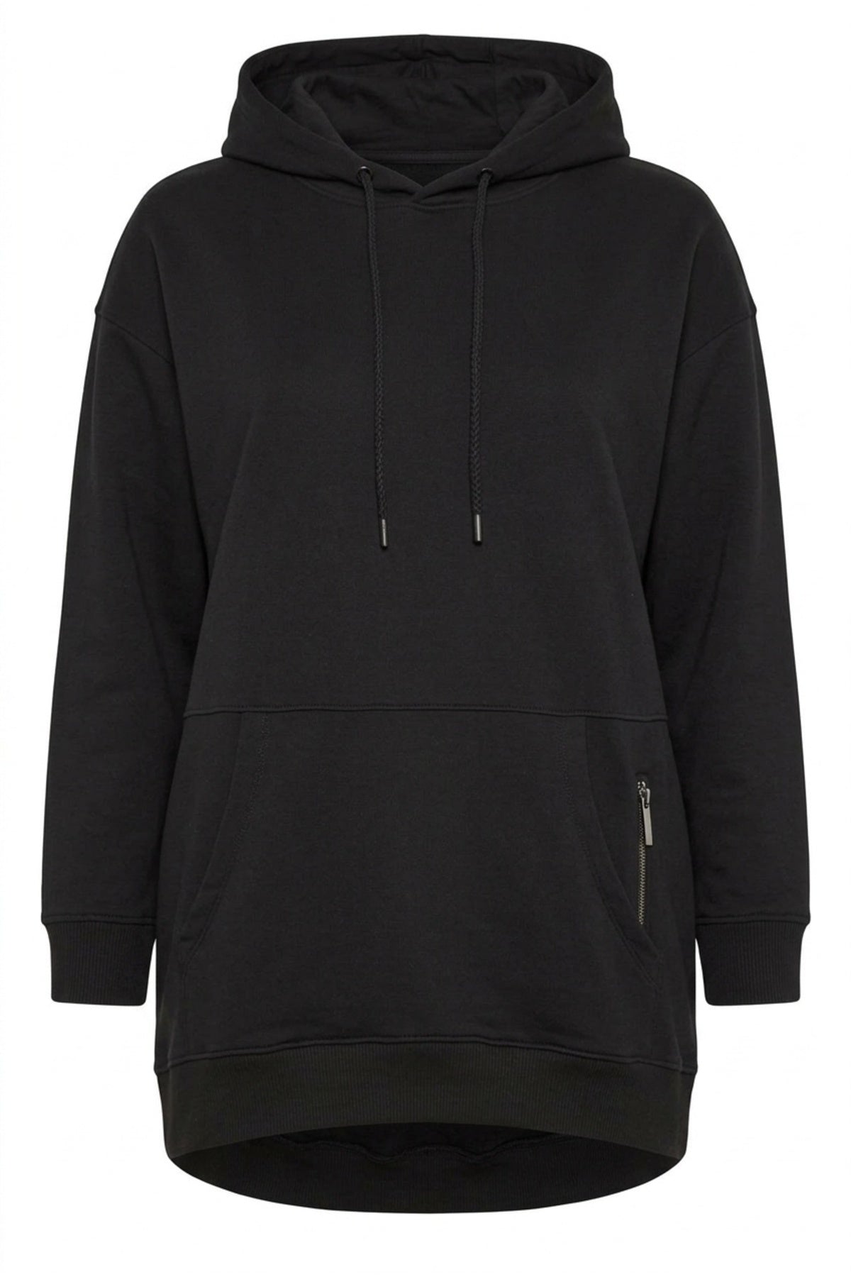Plus Size Hooded Pocketed Sweatshirt with Zipper Detail
