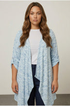 Plus Size Long Sleeve Open Front Asymmetrical Cut Lightweight Cardigan