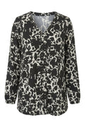 Plus Size Black Abstract Patterned Embellished Blouse