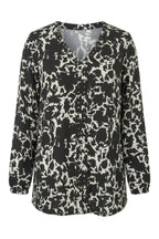Plus Size Black Abstract Patterned Embellished Blouse
