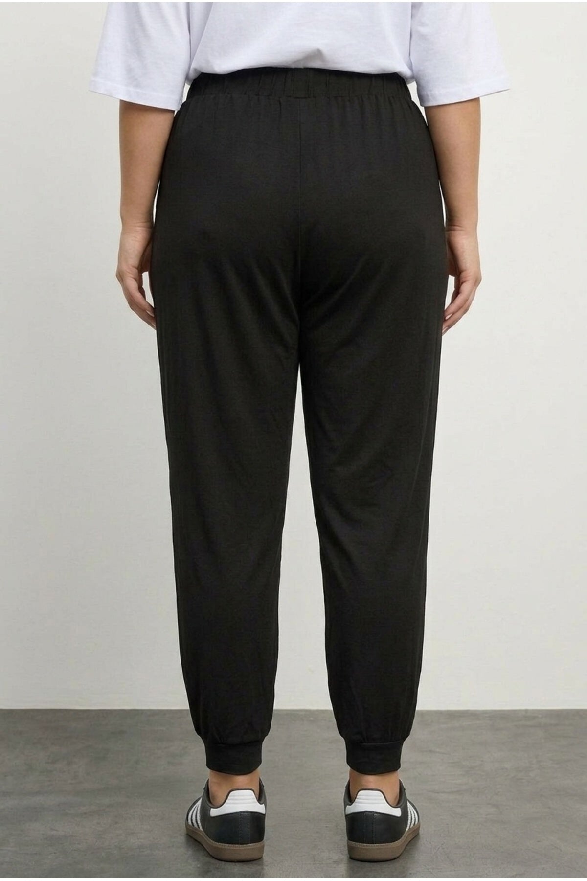 Plus Size Lightweight Trousers with Elasticated Hem and Waist, and Pockets