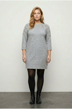 Plus Size Crew Neck Long Sleeve Beaded Plush Tunic
