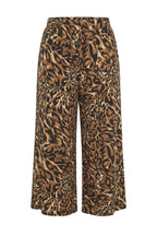 Plus Size Elastic Waist Wide Leg Leopard Print Pocketed Trousers