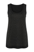 Plus Size Round Neck Sleeveless Stud Detail Blouse