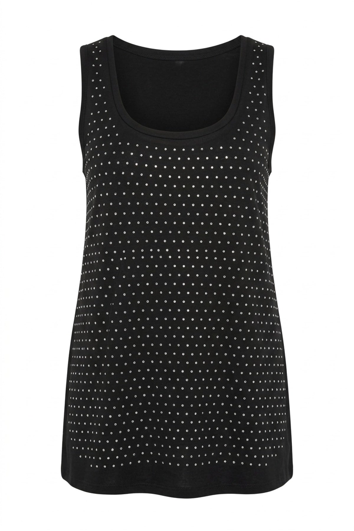 Plus Size Round Neck Sleeveless Stud Detail Blouse
