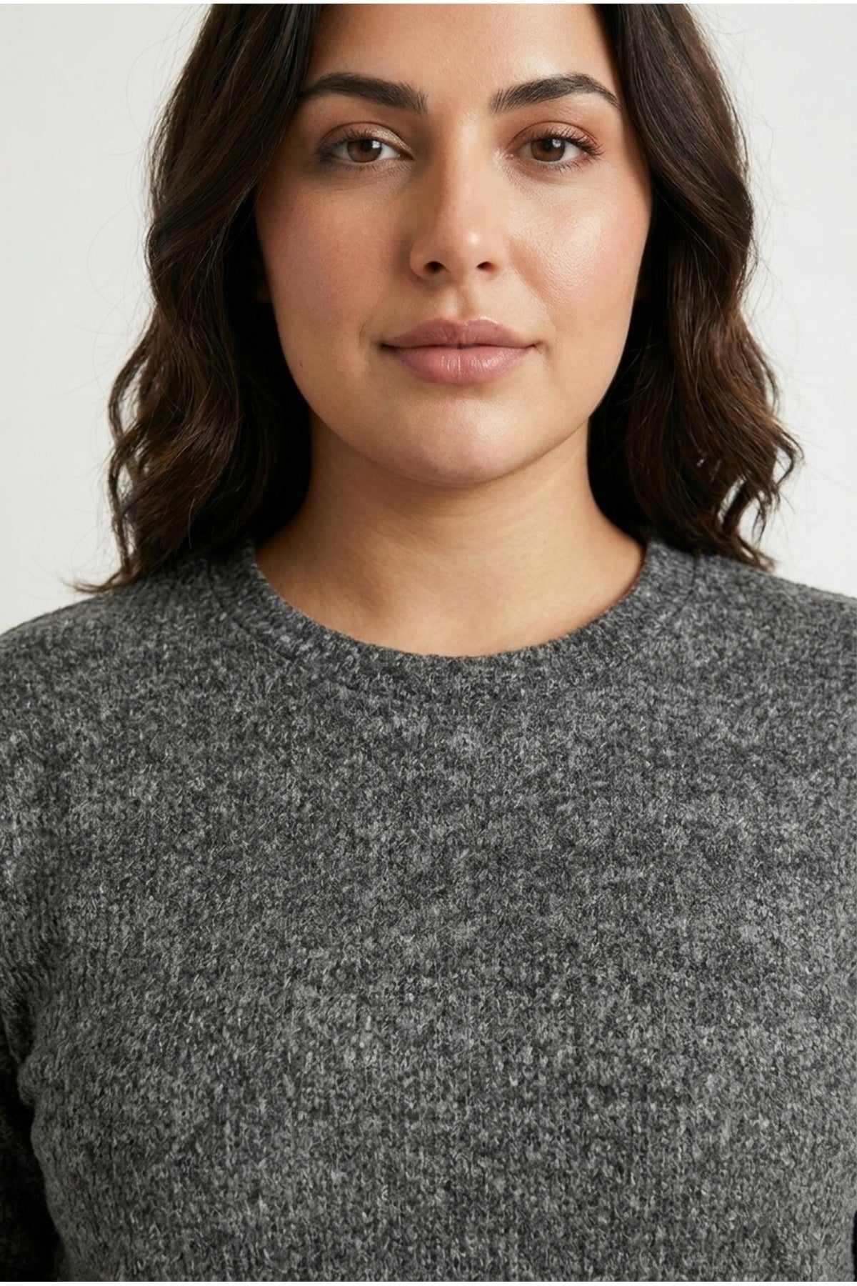 Plus Size Half Turtleneck Half Sleeve Ribbed Dress