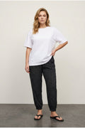 Plus Size Patterned Harem Pants with Elastic Waist, Cuffs, and Pockets