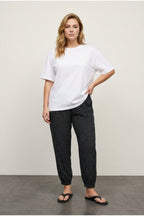 Plus Size Patterned Harem Pants with Elastic Waist, Cuffs, and Pockets