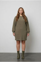 Plus Size Long Sleeve Crew Neck Straight Cut Dress