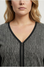 Plus Size V-Neck Front Zippered Slit Detailed Blouse